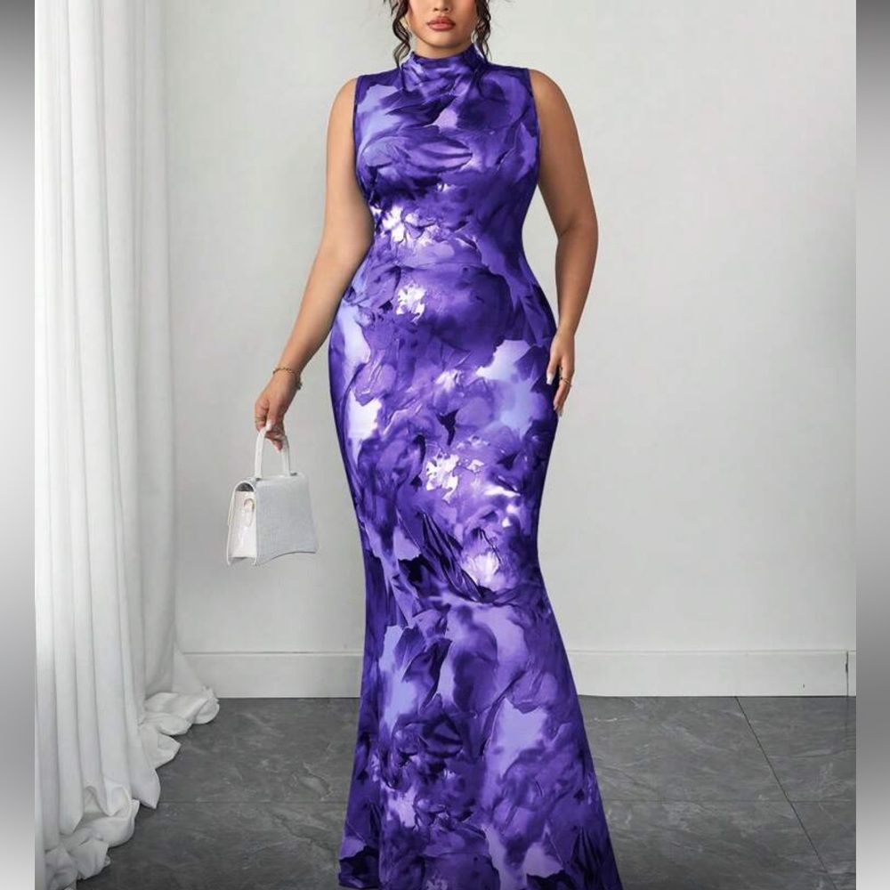 Elegant Purple Floral Maxi Dress - Picture 7 of 7